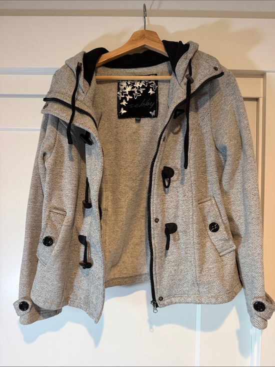 Sebby Jackets & Blazers - Sebby Light Gray Hooded Toggle Pea Coat